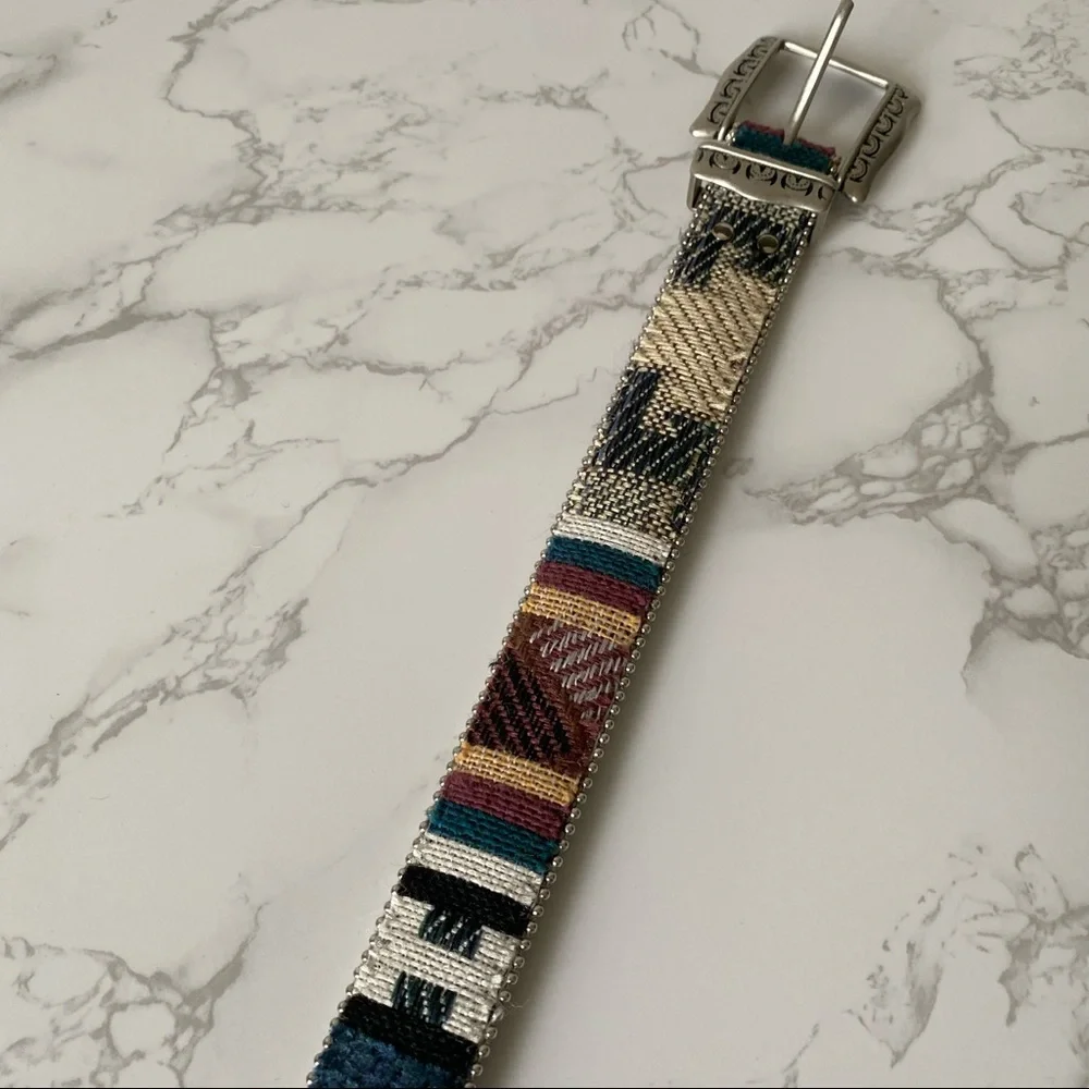 Vintage Elite | Blue Woven Fabric Tapestry Belt - Picture 8 of 11